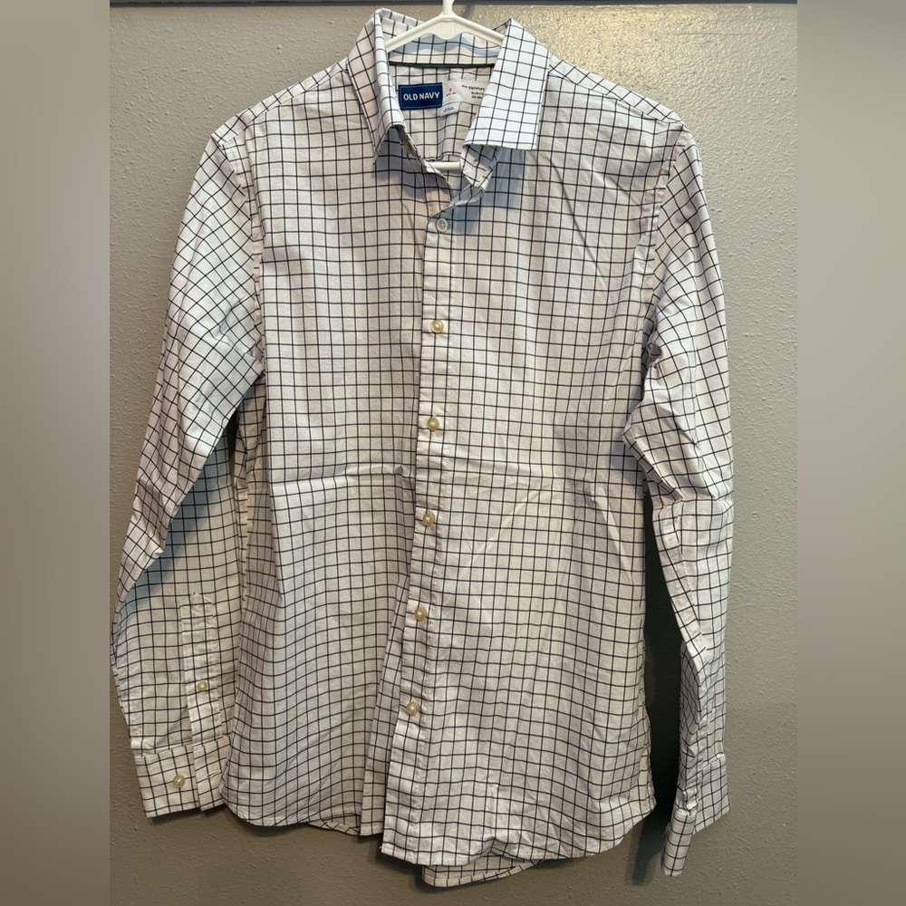 Old Navy Men's Navy and White button Down Dress Shirt S